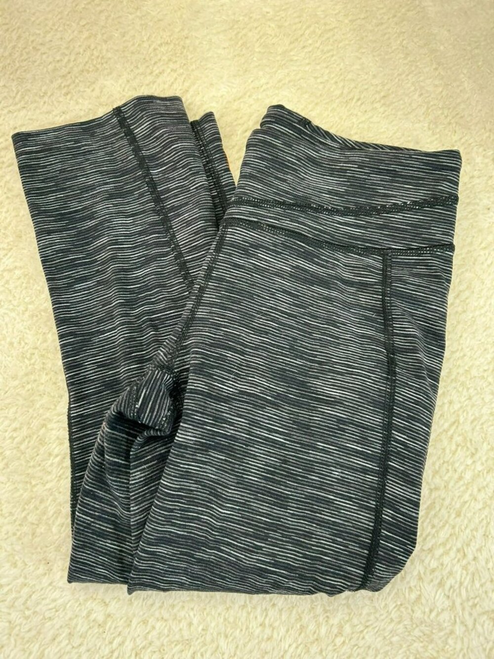 Lucy Womens Capri Leggings Black Stripe S Spandex Blend Mid-Rise Activewear Good